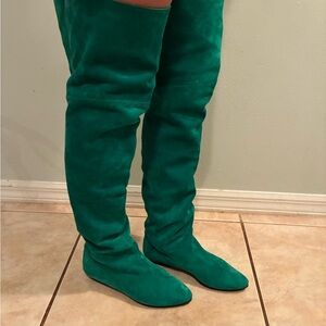 Susan Bennis Warren Edwards Over-the-Knee Green Boots — Size 7.5 estimated